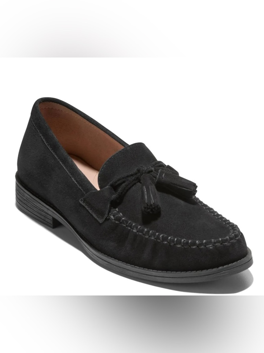Cole Haan Black Suede Tassel Loafers - Slip-On Style- new